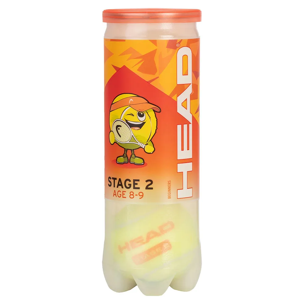 Мяч теннисный детский HEAD Stage 2 Orange, 578423,уп.3 шт, фетр,нат.резина,желто-оранжевый