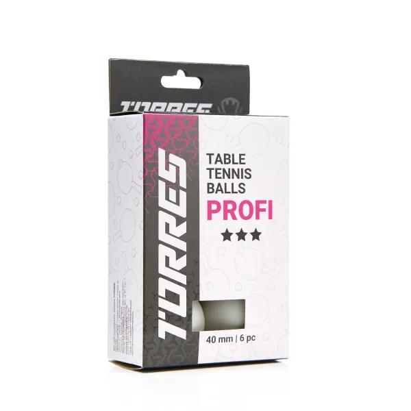 Мяч для наст. тенниса TORRES Profi 3*, TT23012, диам. 40+мм, упак. 6 шт, белый за 338.30 ₽ в Смоленске