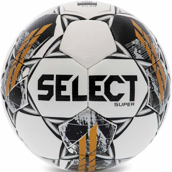 Мяч футб. SELECT Super V23, 3625560001,р.5, FIFA PRO, 32пан, ПУ-микрофибра,руч.сш, бело-черн-золотой