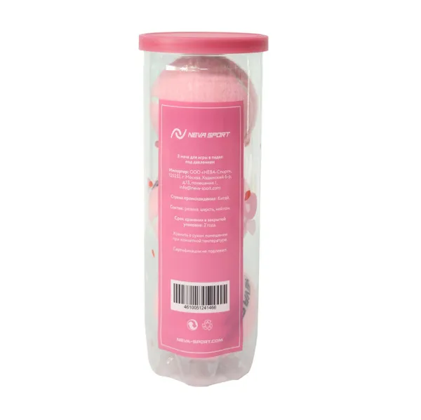 Мяч для падела NS Sakura, UAA2, уп.3 шт, сукно, нат.резина, розовый за 824.50 ₽ в Смоленске