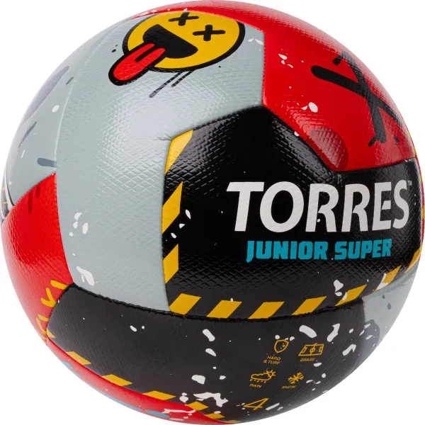 Мяч футб. TORRES Junior-4 Super, F323304, р.4, ПУ,4 сл,12п, гибрид.сш, крас-чёрн-сер за 2&nbsp;272.90 ₽ в Смоленске