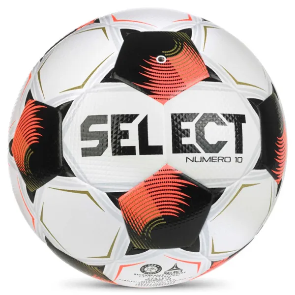 Мяч футб. SELECT Numero 10 V26, 0574071002, р.4, FIFA Basic, 32п, ПУ, гибр.сш, бело-черно-оранжевый за 8&nbsp;404.80 ₽ в Смоленске